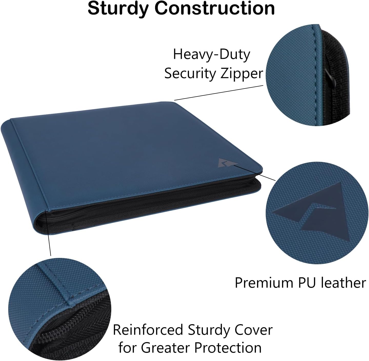 Premium 12-Pocket 720 Card Binder, Ringless Trading Card Album Folder - Side Loading Black Page Pocket Binder for TCG -Midnight Blue