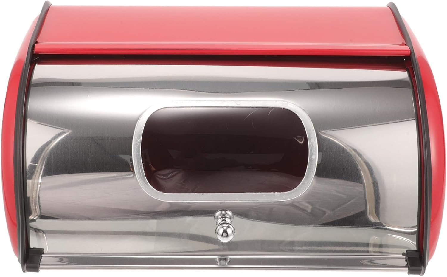 Baluue Stainless Steel Bread Box with Window Lid, Red Kitchen Bread Container for Countertop Storage, Mirror Finish Loaf Holder Food Storage Bin for Home and Restaurant Use