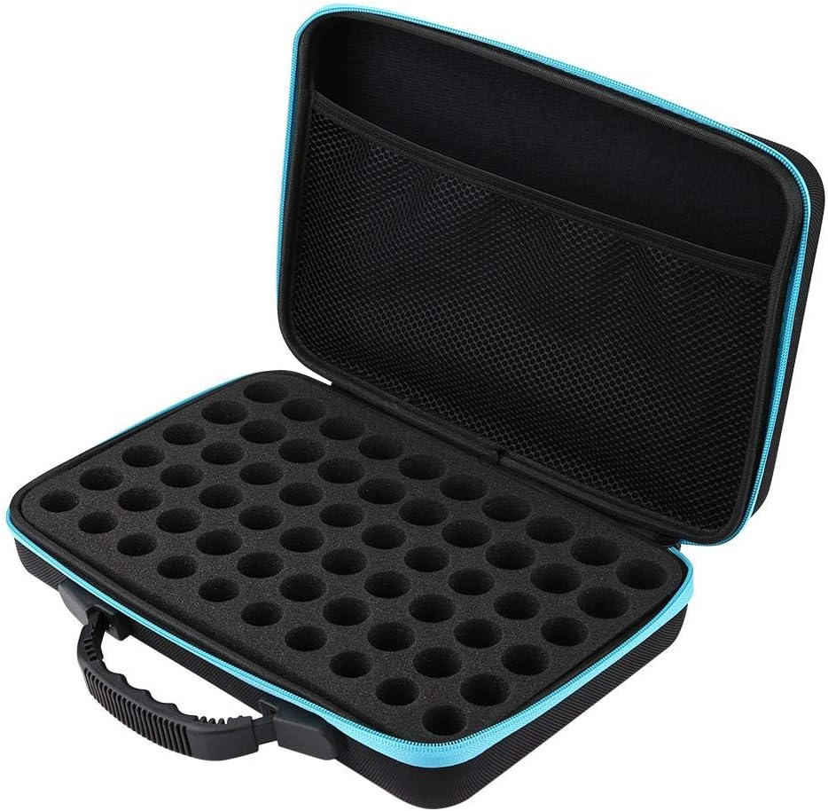 Yosoo 60-Bottle Essential, Essential Oils Organizer Oil Carrying Case for 5ml 10ml 15ml with Handle Scented Oils Holder Traveling Carrying Case Storage Bag(Blue)