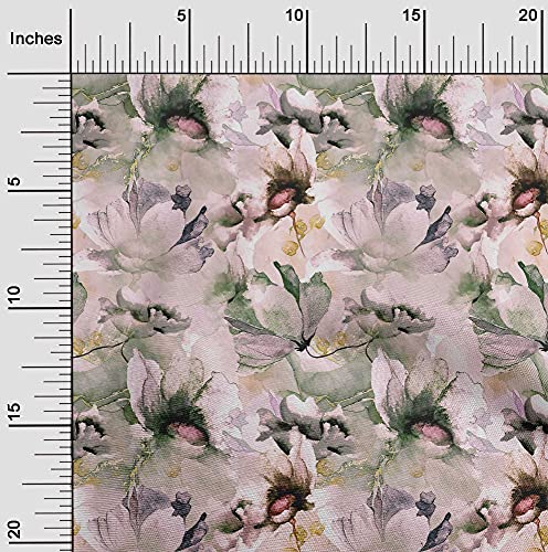 oneOone Velvet Rose Pink Fabric Flower Sewing Fabric by The Yard Printed DIY Clothing Sewing Supplies 58 Inch Wide-R6I
