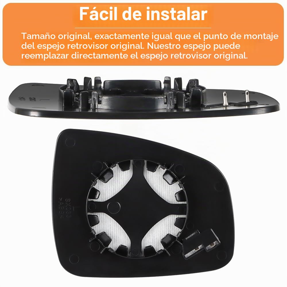 SENZEAL Cristal de Retrovisor Calefactable Izquierda para Renault Dacia Duster 2014-2017 Logan Sandero 2008-2013 Symbol 6001549716 (Izquierda)