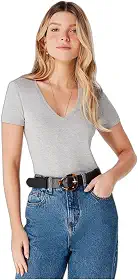 Blusa Básica Feminina Decote V Com Elastano