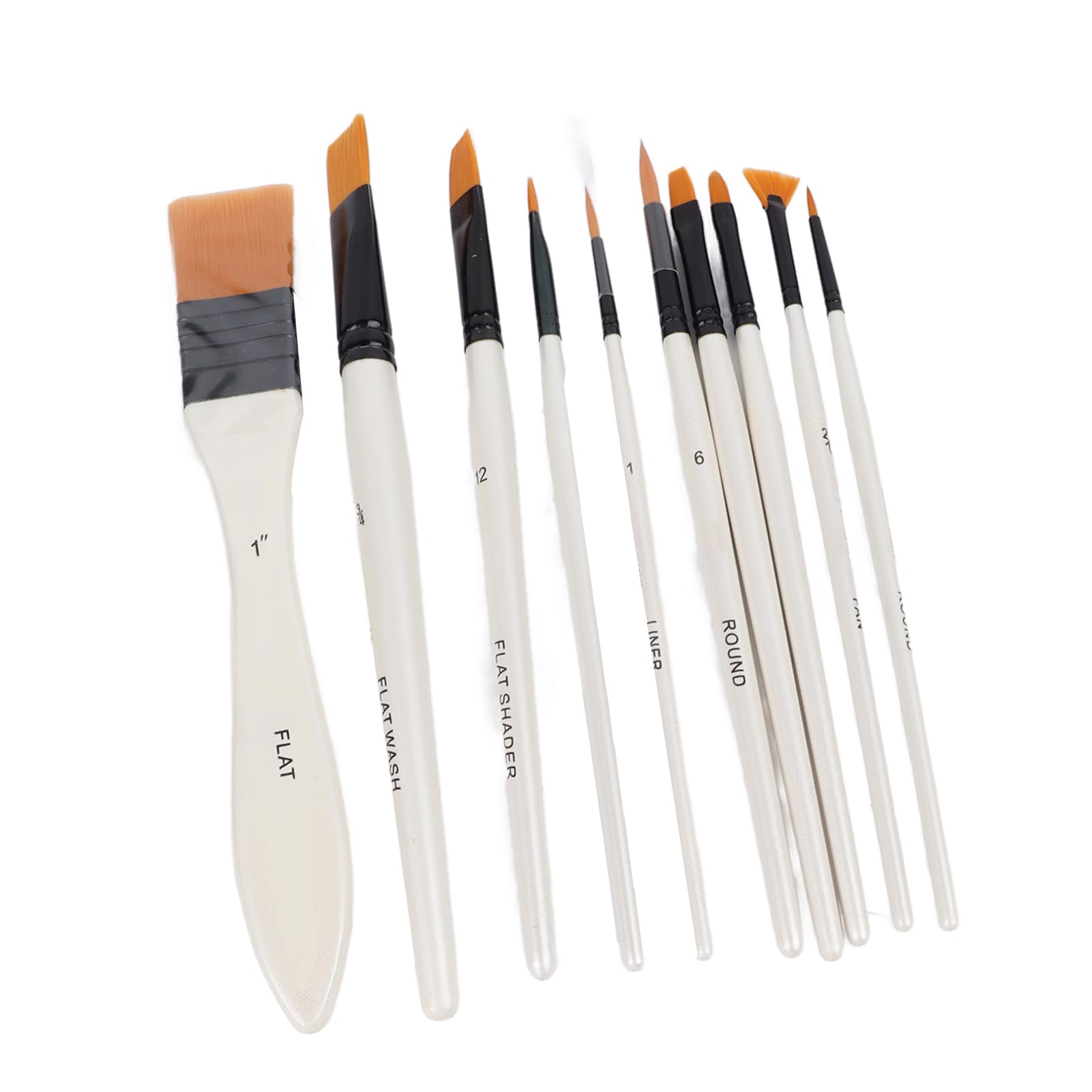 Zerodis Útiles Escolares Juego de Pinceles para Artista con de Madera y Pelo de Nailon Dorado con Bolsa de Almacenamiento para Gouache Acrílico, Acuarela, Óleo, Pintura Artística, 10 Pinceles para