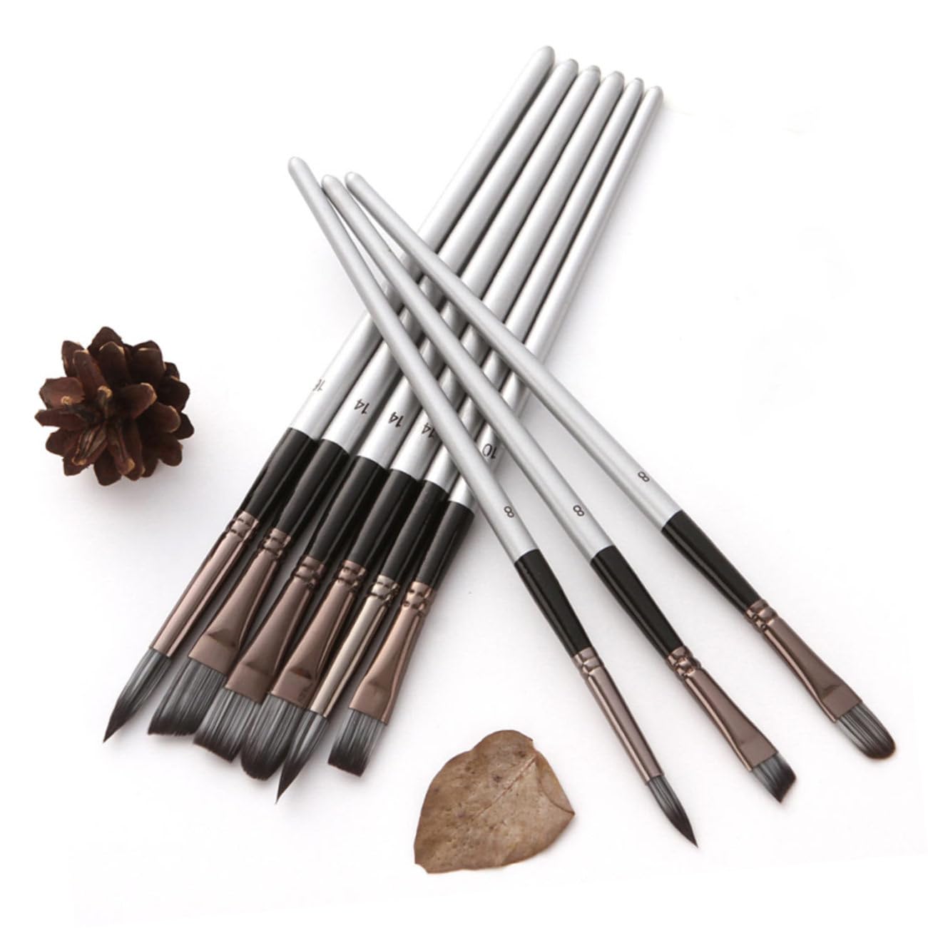 SEWACC Ensemble de 24 Pinceaux en Nylon avec Paquet pour Peinture à l'huile et Aquarelle, Poils Résistants et Forme Simple, pour Dessin Artistique