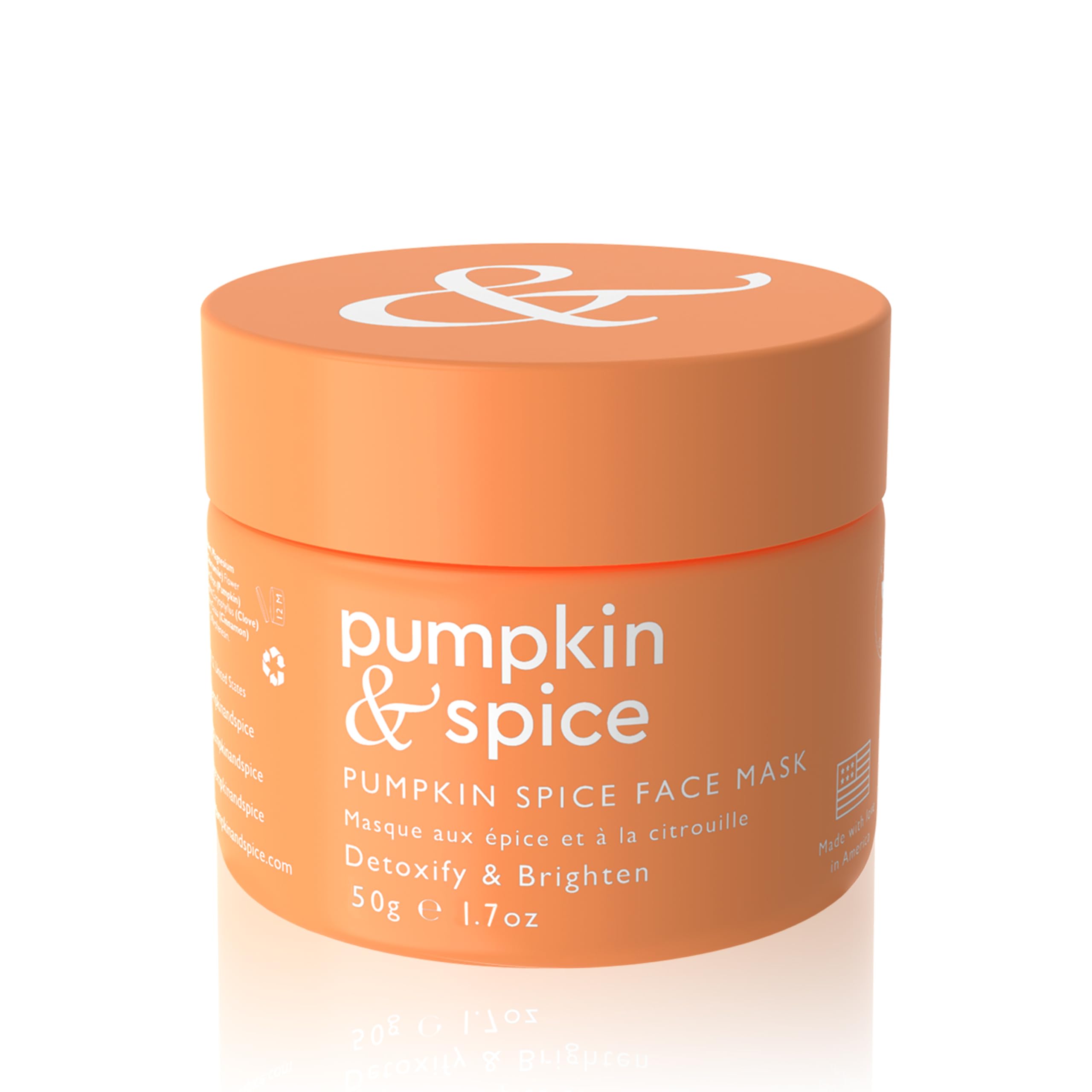 Pumpkin Spice Clay Enzyme Facial Mask | Removes Pimples, Minimizes Pores, Blackheads, Wrinkles, Breakouts | Hydrates, Tightens, Brightens | Organic Pumpkin Seed Oil Dermal Body Purifying | 50g