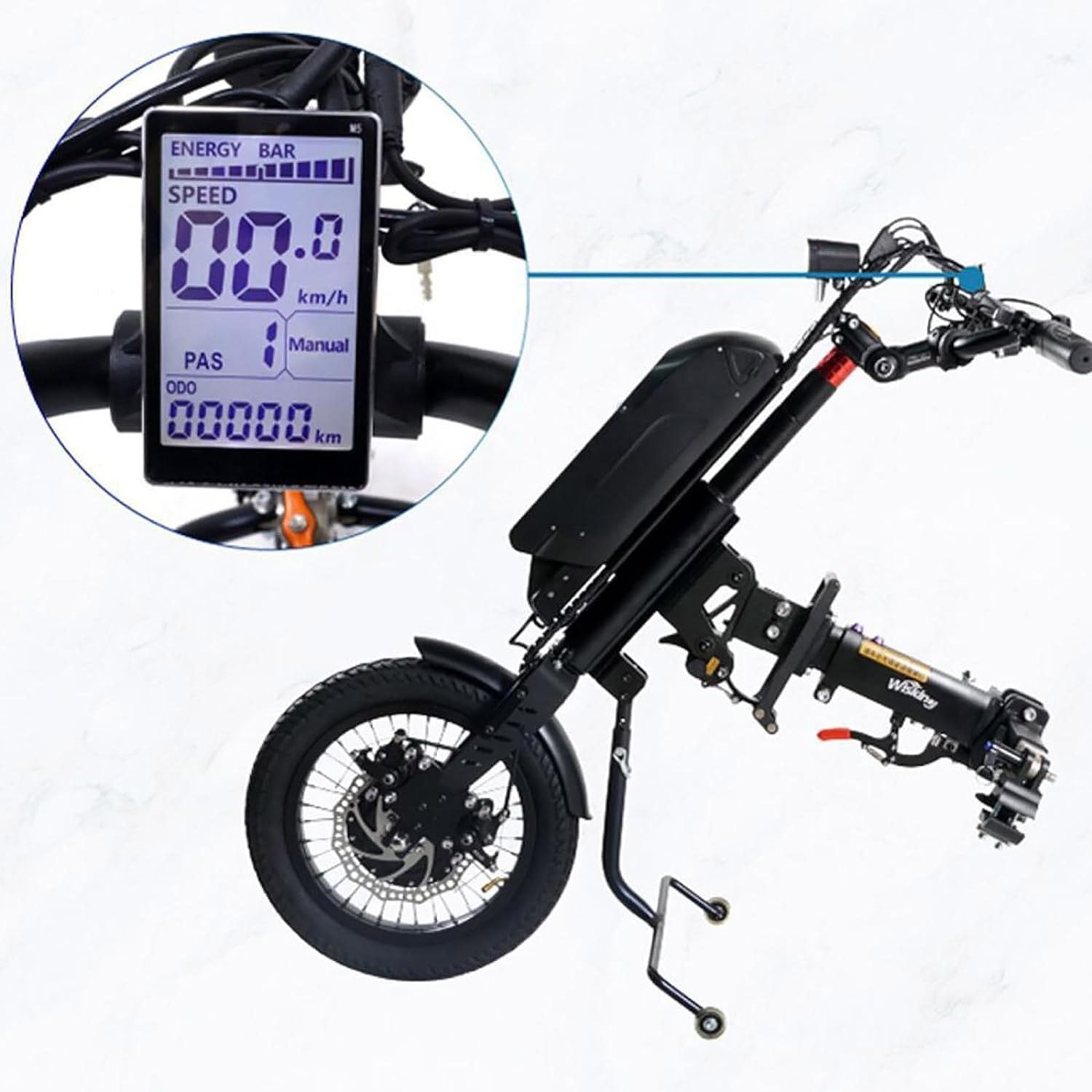 Accesorio eléctrico para tractor de silla de ruedas con motor de 600 W, batería de 36 V, alcance de 45 km, 3 velocidades y pantalla LCD