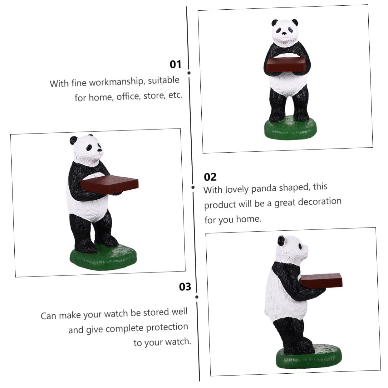 Beavorty Espositore Supporto Resina a Orologi Panda e da in Forma Polso Conservazione e Display Orologio Casa e Negozio