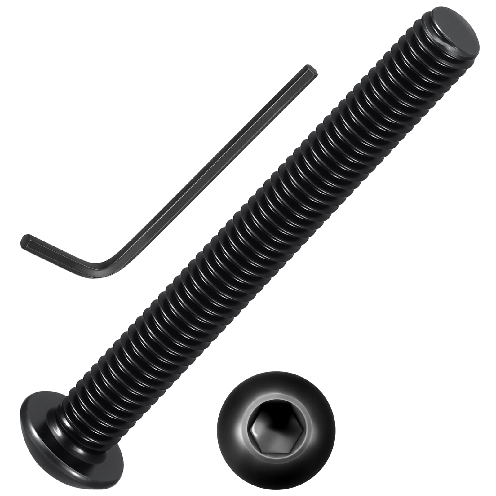 Kozelo 100pcs Button Head Socket Cap Screws - [M5-0.8x40mm] Zinc-Nickel Coated Good for Automotive, Marine & Outdoor Use Road Bicycle, Mountain Bike, Motorcycle - Alloy Steel - Black