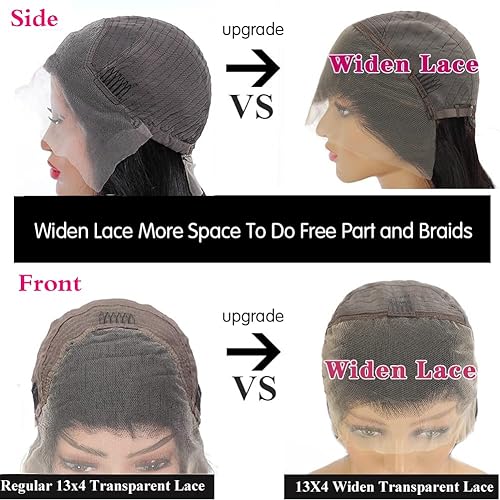 Miniatura 2 de Pelucas de cabello humano lacio con encaje frontal transparente HD de 13 x 4, sin pegamento, pelucas de cabello humano prearrancado con abuelitos,