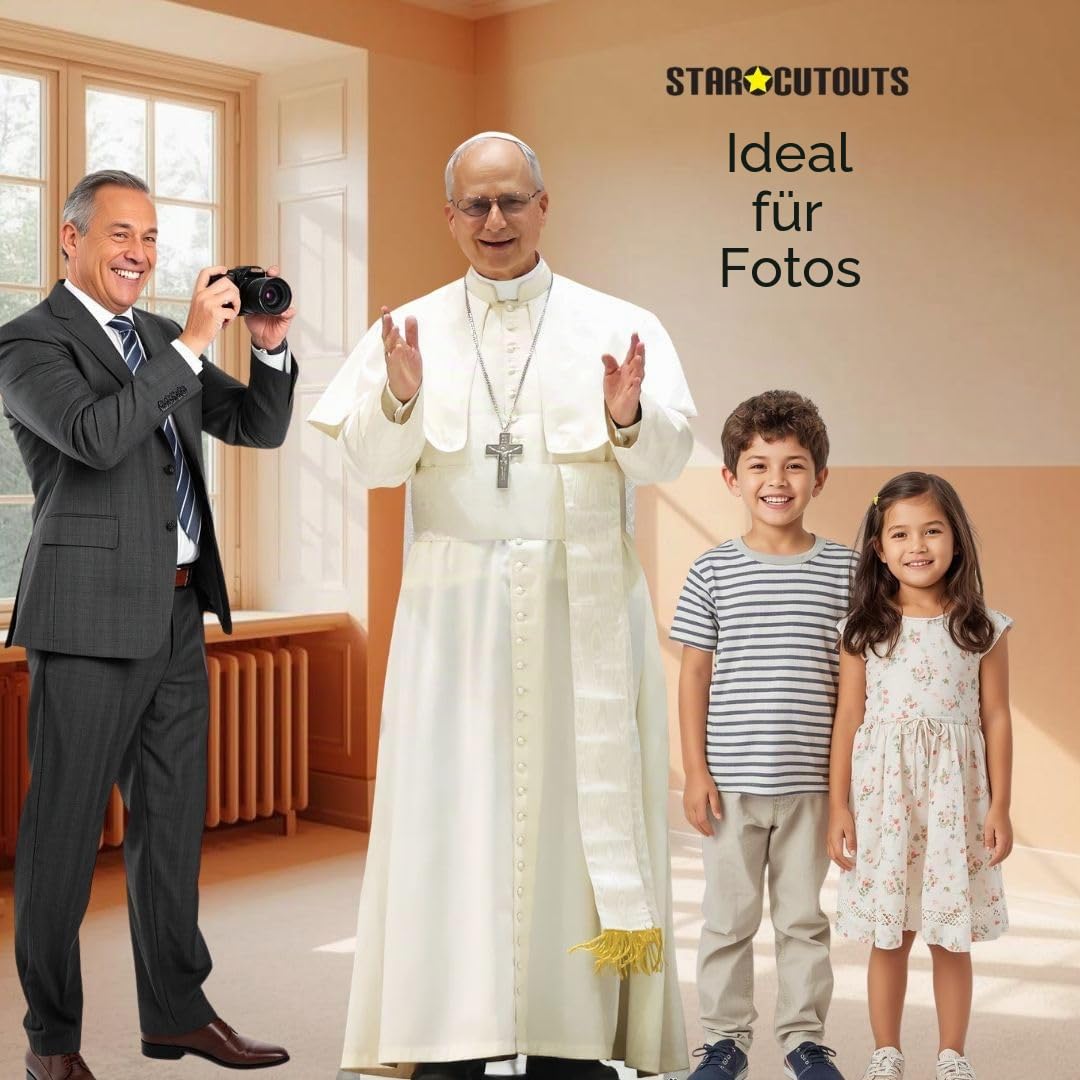 Star Cutouts SC4620 Papst Leo XIV - Pappaufsteller Höhe 176cm - Ideal für Taufe, Kommunion & Konfirmation Geschenk