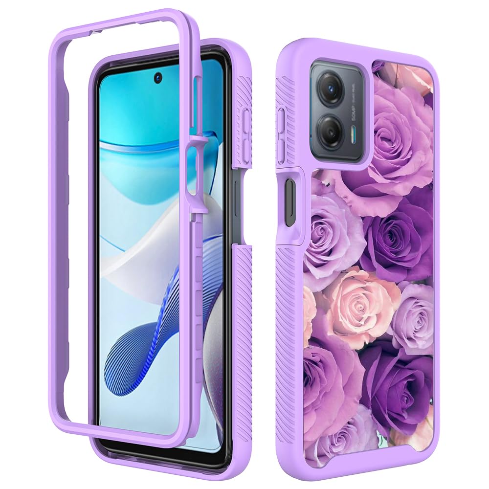BBSujane Moto G Power 5G 2023 Case Purple Rose Moto G 5G Phone Case 6.5 Inch Motorola G Power Case Slim Silicone Shockproof Protective Cover Moto G 5G