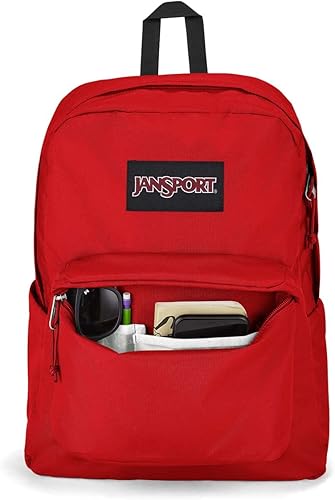 Miniatura 4 de JanSport - Mochila Superbreak Plus para escuela, trabajo, viajes o para la laptop, con bolsillo para botella de agua, estampado Red Tape