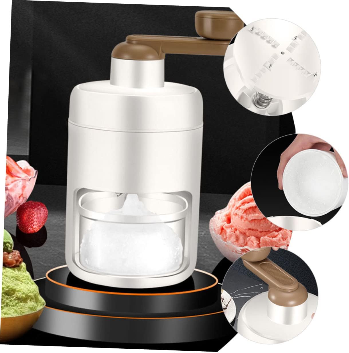 Hand Crank Portable Manual Ice Shaver for Home Use Compact Easy to Use for Making for Drinks and Desserts