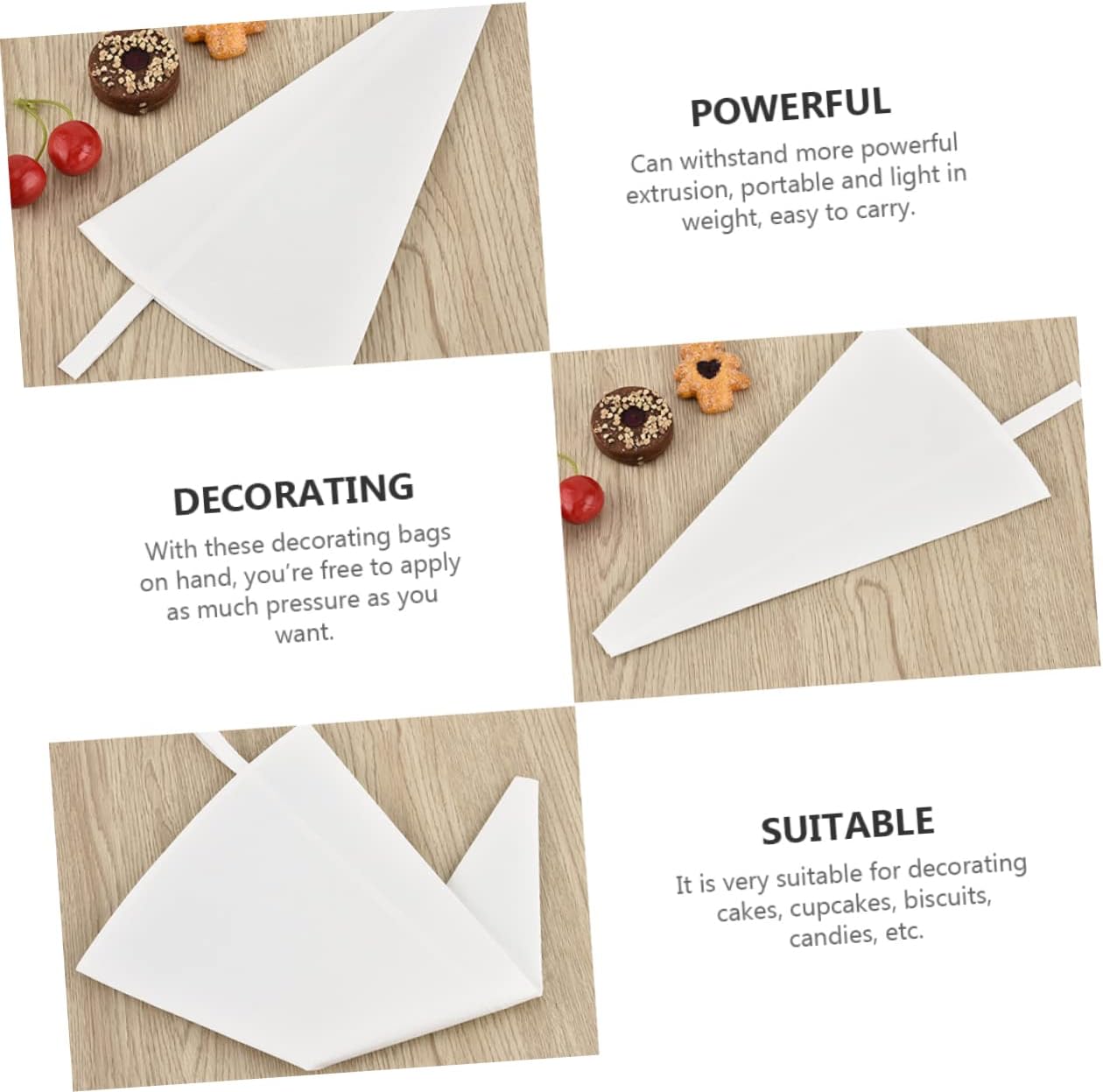 Reusable Cotton Canvas Pastry Bags, 3 Piece Cake Decorating Piping Set