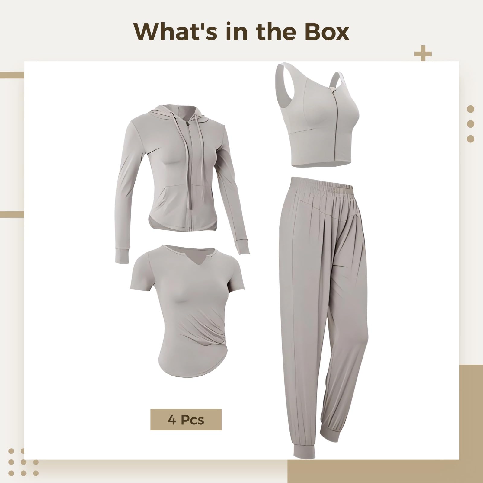 Conjunto de entrenamiento de 4 piezas de manga larga para mujer, incluye chaqueta, manga corta, brasier y pantalones, tela transpirable que absorbe el sudor, talla XXL, ideal para yoga y gimnasio