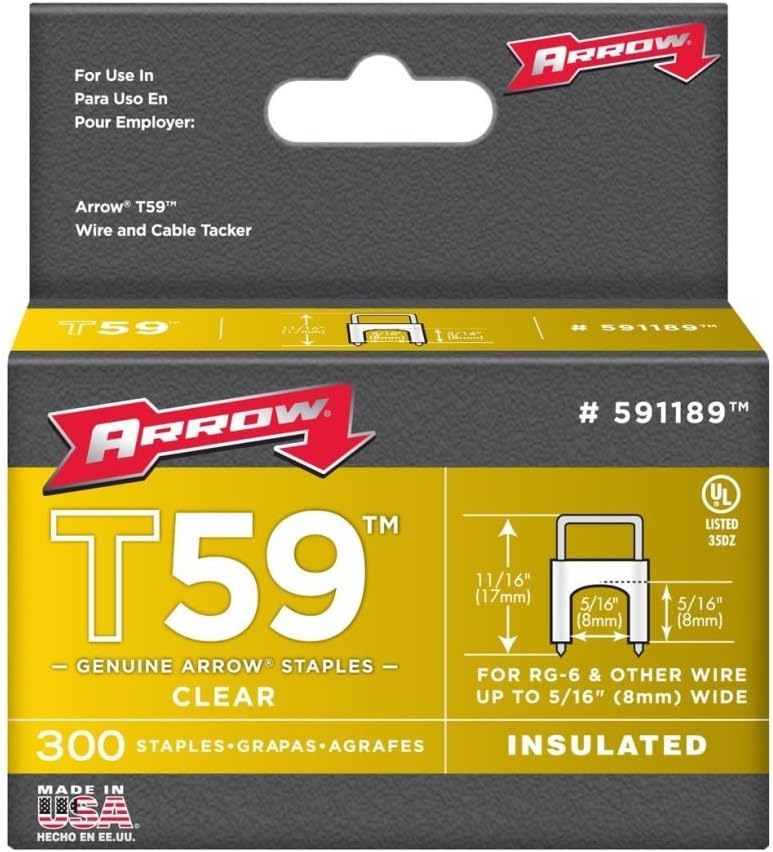 Arrow Fastener 591189 5/16" x 5/16" Clear T59 Staples