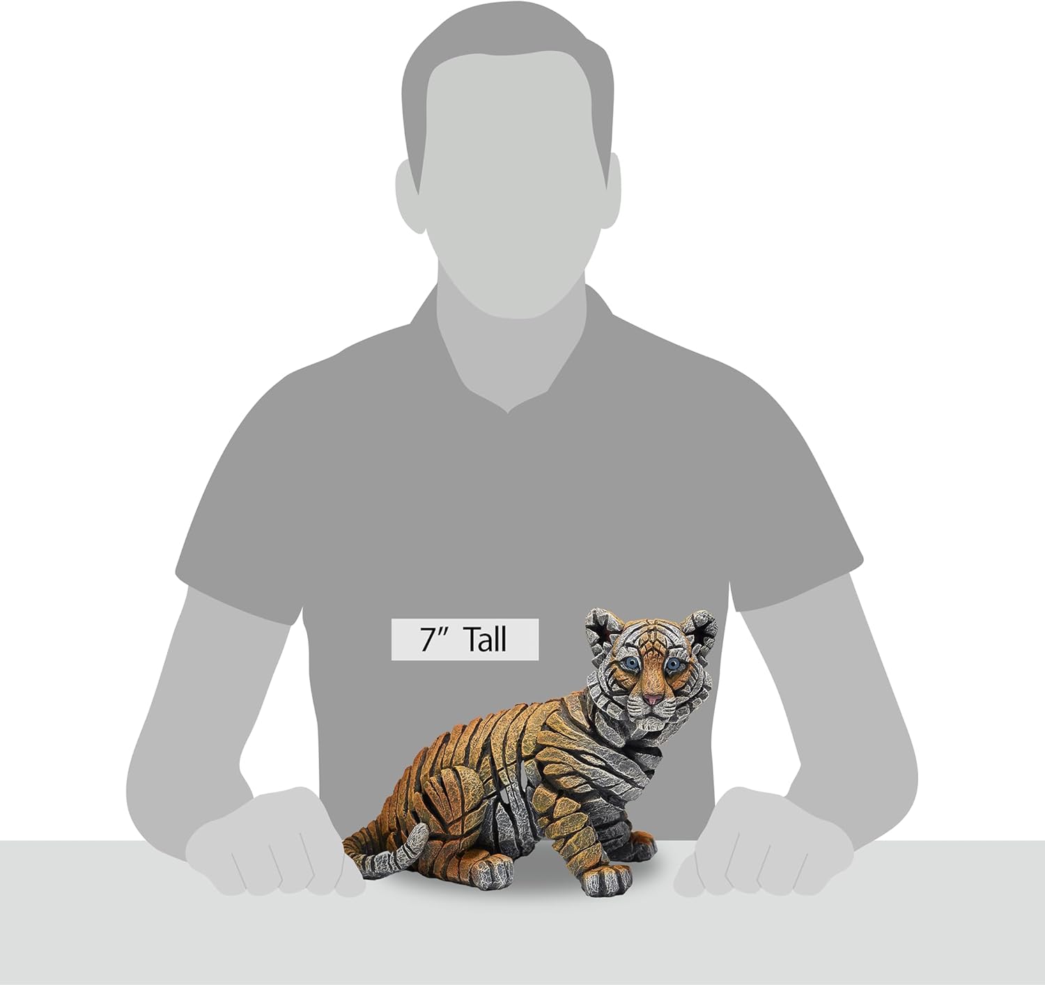 Enesco Edge Sculpture Tiger Cub Animal Figurine, 6.875 Inch, Orange and White