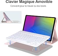 SENGBIRCH Bluetooth Billentyűzetes Tok Samsung Galaxy Tab A9+ 11" (2023) Tablethez - Levehető AZERTY Billentyűzet, Rózsaszín, Háttérvilágítá 4