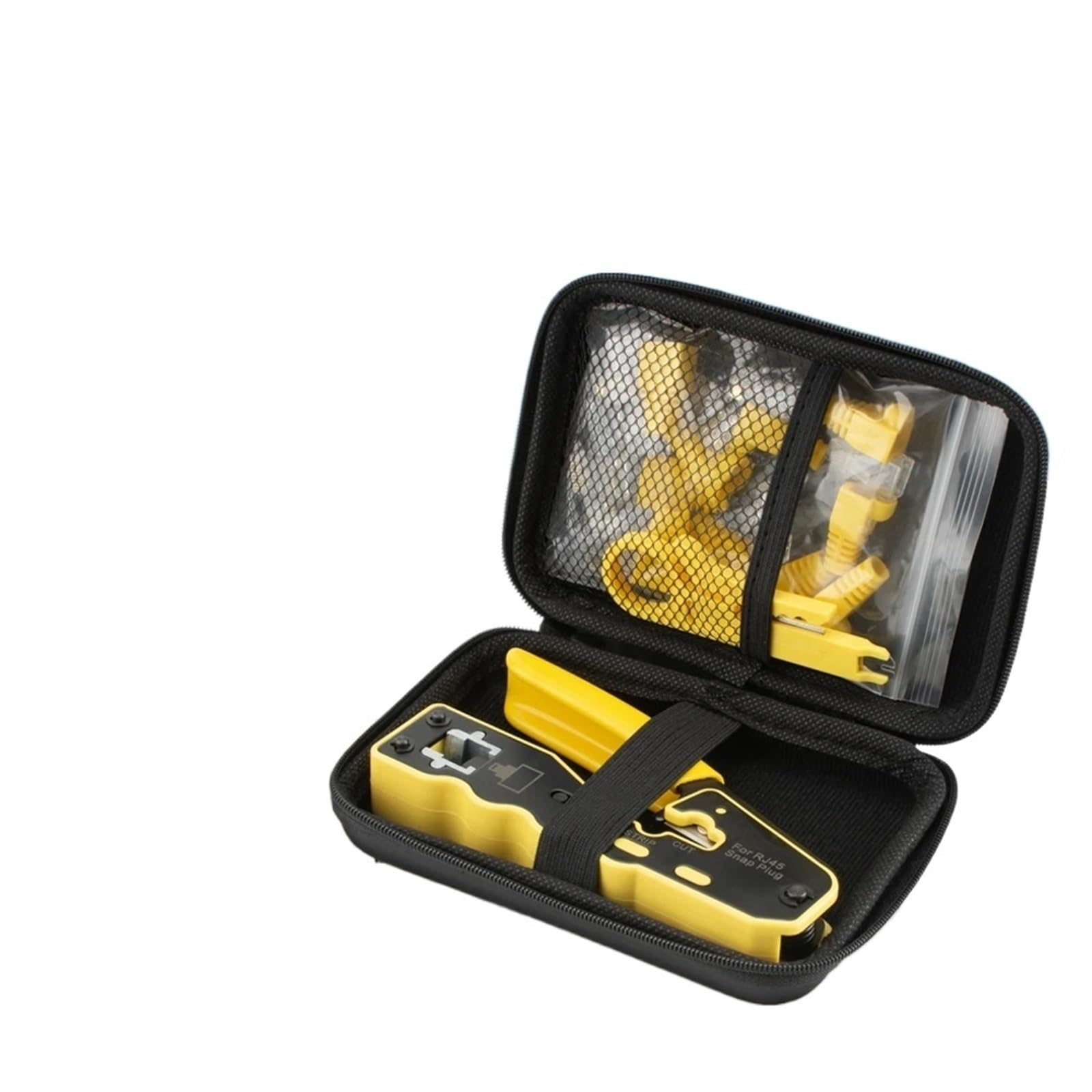 Kit de herramientas de red de paso Cat6, alicates de prensado RJ45, pelacables, conectores Cat6 de una sola, botas 8P, funda EVA