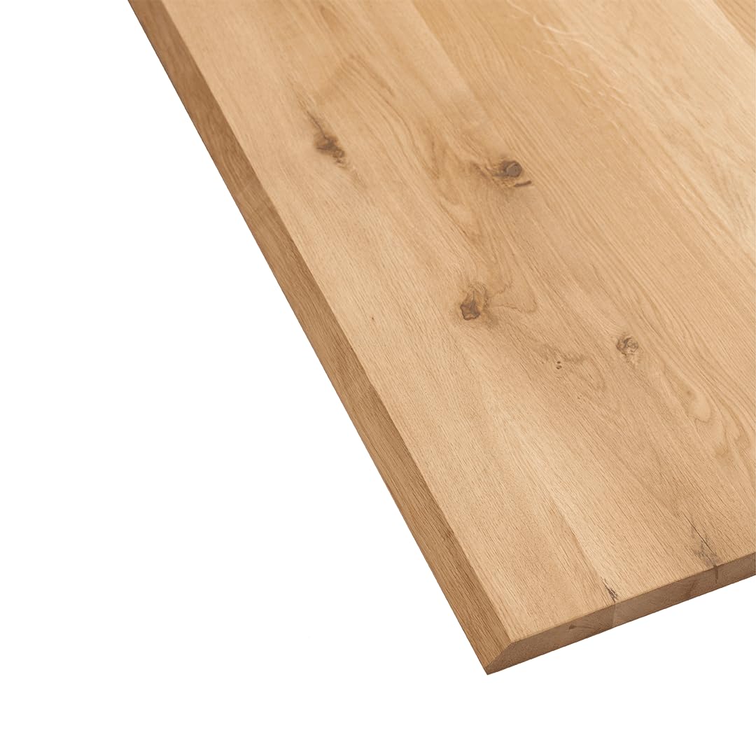 Tischplatte aus Eiche massiv 180 x 90 cm | Massiv & Rustikal, Echtholz, Schreibtisch oder Esstisch geeignet, DIY-Tisch, Kante Swiss