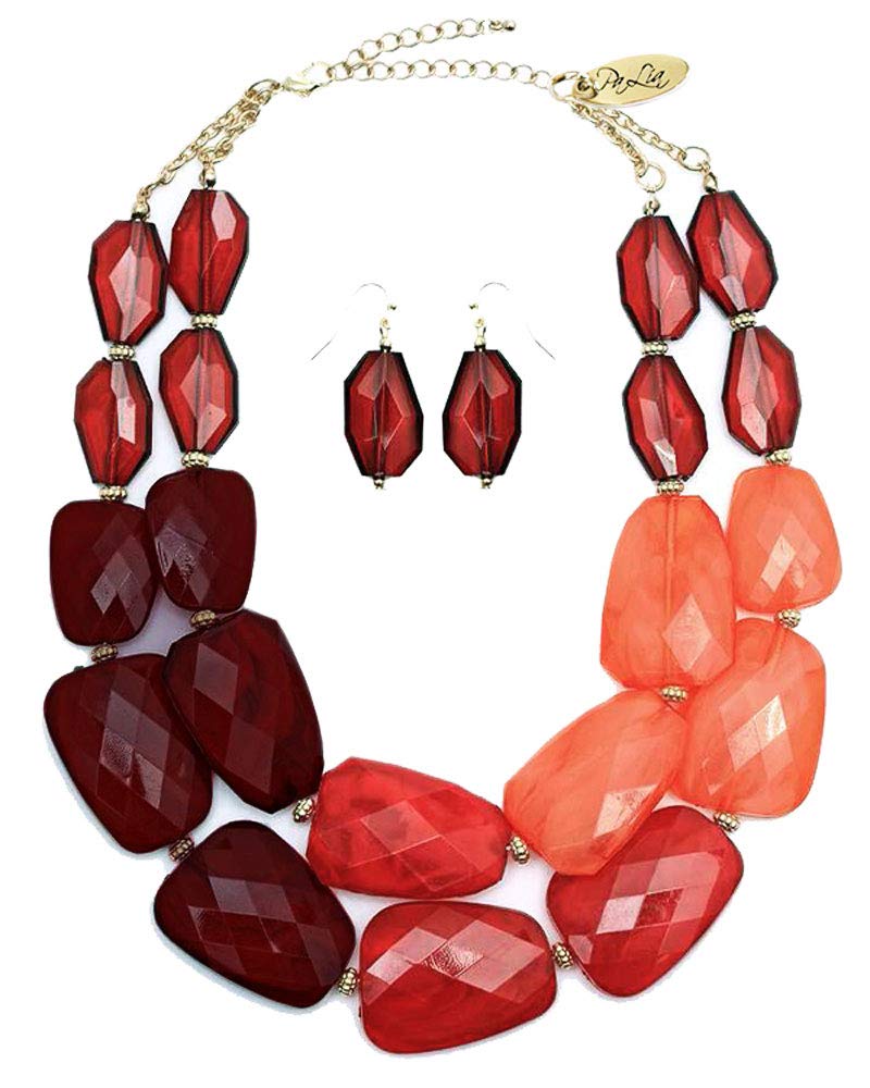 Secret for LongevityBrown Amber Cola Rust Tortoise Brick Red Peach Colored Resin Big Chunky Choker Collar Statement Necklace