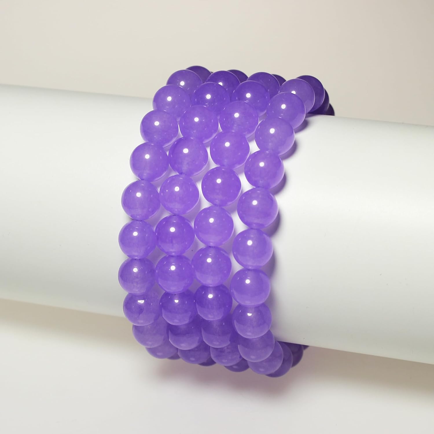 MJDCB Stone Beads 8mm 43pcs Round Lavender Purple Jade Loose Gemstone Bead Charms for Jewelry Making Bracelet Necklace Earring Pendant - Image 7