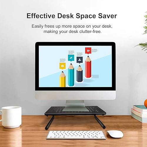 Miniatura 8 de suptek Soporte elevador de monitor para computadora, laptop, impresora, notebook y todas las pantallas planas con plataforma de metal ventilada y