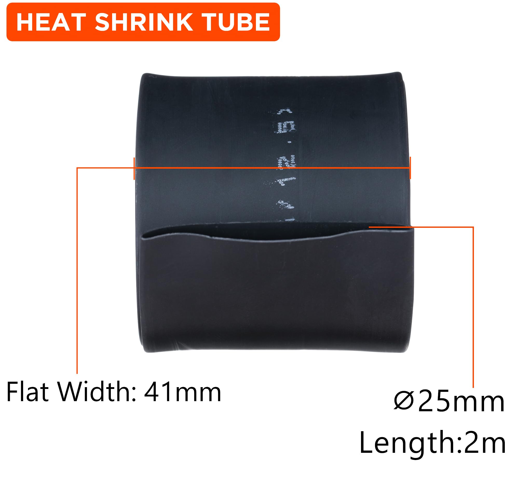 YoiYee Black Heat Shrink Tubing - 25mm Diameter, 2:1 Shrink Ratio, 42mm Flat Width, 2m Length Cable Sleeve - Image 2
