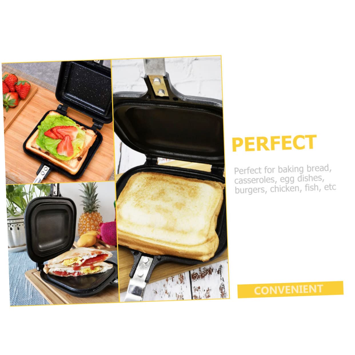 Sartén de Doble Cara Sandwichera Antiadherente para Freír Sándwiches y Huevos para Desayunos Rápidos la Cocina Utensilios de Cocina