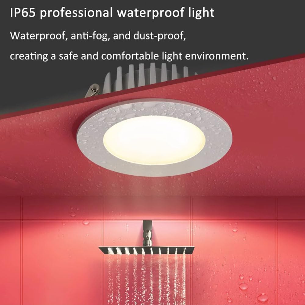 Confezione da 4 faretti LED da Incasso 7W/10W/12W, Luce Doccia Impermeabile IP65, Corpo Sottile in Alluminio, Luce da soffitto CRI 90 per Bagno, Camera da Letto, corridoio, apparec
