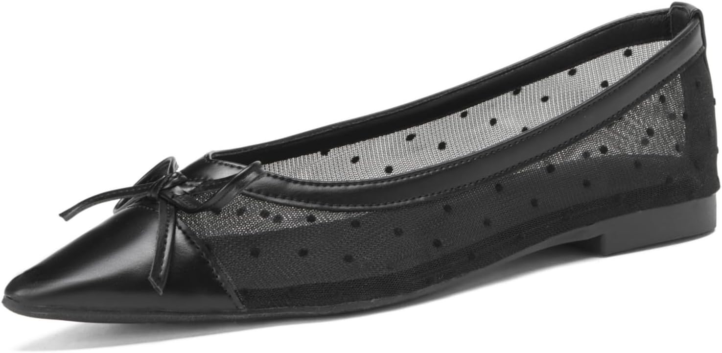 Women's Pointed Toe Ballet Flats with Bow Elegant Slip On Dressy Flats Comfortable Casual Shoes for Daily/Office