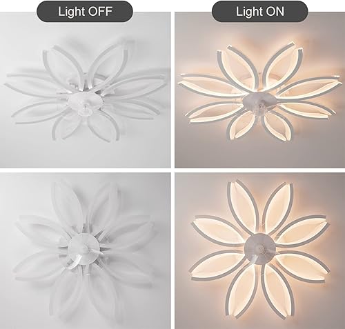Miniatura 7 de Ventilador de techo moderno de 41 pulgadas con luces y control remoto, cuchillas reversibles de 6 velocidades regulables, montaje empotrado LED, sin