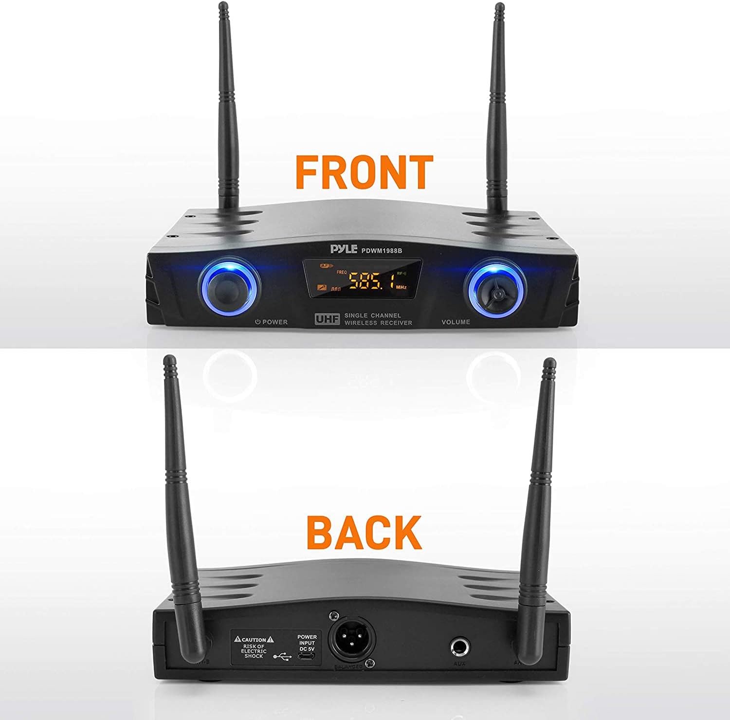 PYLE Compact UHF Wireless Microphone System - Pro Portable 1 Channel Desktop Digital Mic Receiver Set w/ Belt-Pack Transmitter, Receiver, Headset and Lavalier Mics, XLR, For Home, PA PDWM1988B,Black - Image 3