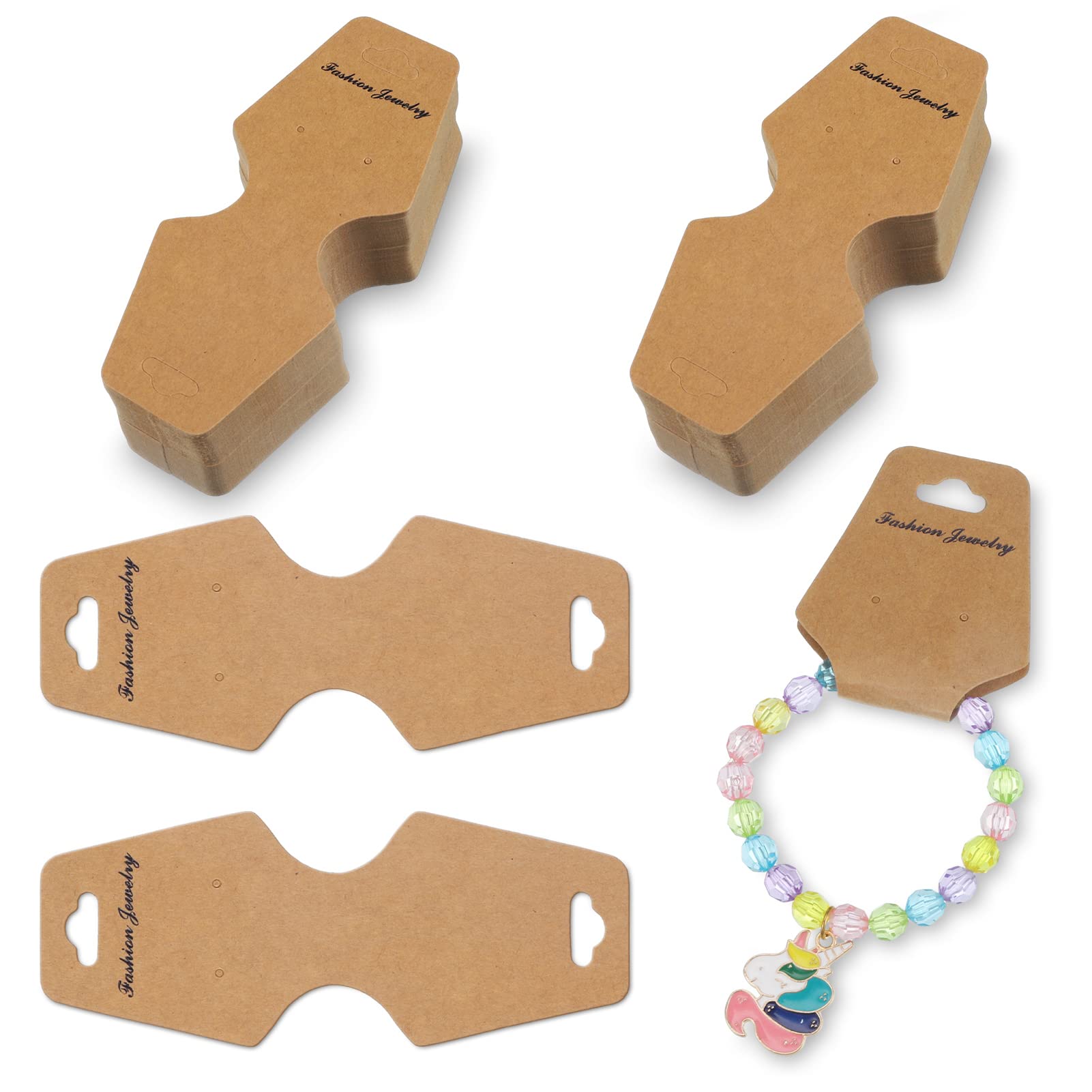 Fanshiontide Self-adhesive Necklace Display Card, 100 pcs Fold Over Earring Display Cards, 12.5 x5 CM Jewelry Packaging Card with Holes for Displaying Necklaces Bracelets and Earrings