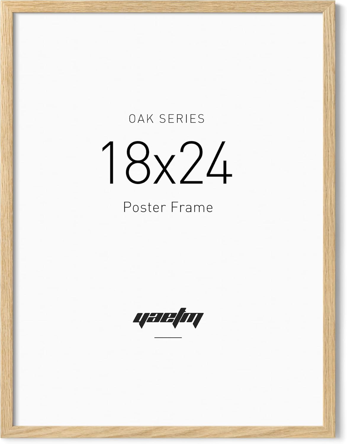 yaetm minimalist 18x24 oak wood frame for poster, natural solid wood 18x24 picture frame for wall, lightweight, wall decor for office, gallery & home (single, oak) 18x24 - 1 pack oak