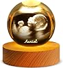 Custom Photo 3D Crystal Ball Night Light Personalised Ultrasound Photos Crystal Balls Custom Pregnancy Announcement Scan Photo Frames Surprise Wedding Birthday Gift Crystal Ball [Energy Class E]