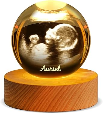Custom Photo 3D Crystal Ball Night Light Personalised Ultrasound Photos Crystal Balls Custom Pregnancy Announcement Scan Photo Frames Surprise Wedding Birthday Gift Crystal Ball [Energy Class E]