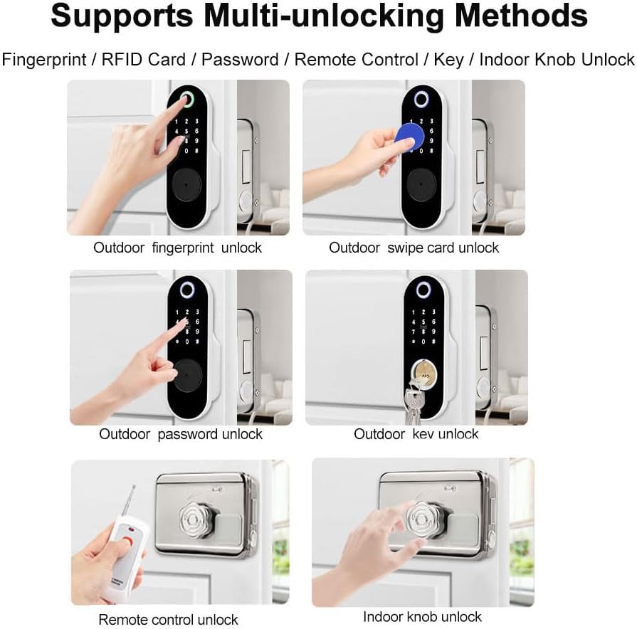 FTes RFKits Fingerprint Door Lock,Keyless Entry Lock with Key Entry,Anti-Spy Password,Smart Anti-Theft Lock