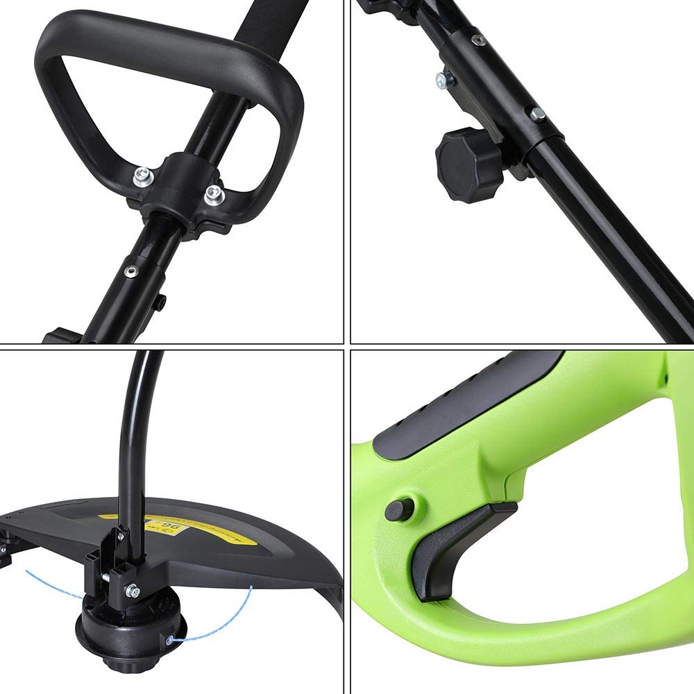 BAKAJI Desbrozadora eléctrica 1000 W 7300 RPM Diámetro Corte 35 cm Cortacésped con Doble Mango Antideslizante cortacésped jardín con Correa y Cable de Nailon de 6 m Incluido