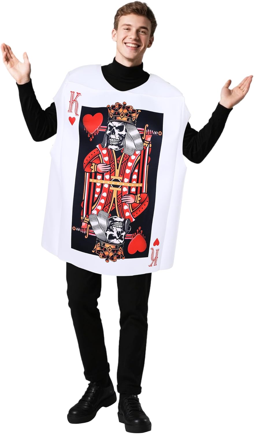Newcotte Halloween Poker Card Costumes for Adults King Queen of Hearts Costume Apparel Accessories for Cosplay Dress up