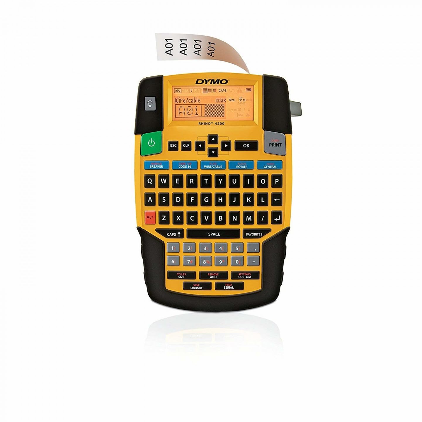 Kit de maletín Dymo Rhino | Teclado QWERTY | Amarillo