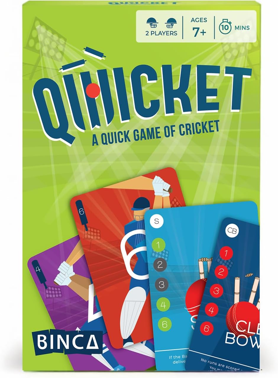Qwicket Cricket Card Game | Cricket Gifts for Boys, Men & Women | Fun Family Card Game for Kids & Teens Ages 7+ | 2 Player Travel Game | Gift for Cricket Lovers