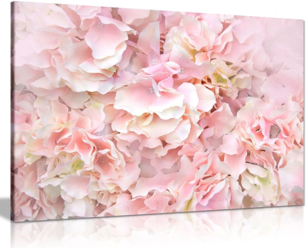 Pastel Pink Flowers Floral Canvas Wall Art Picture Print (24X16