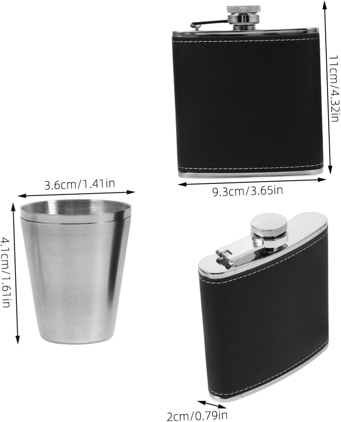Cabilock 1 Set Wine Flask with Cups Funnel Leakproof Portable Beverage Container for Camping Hiking Outdoor Adventures