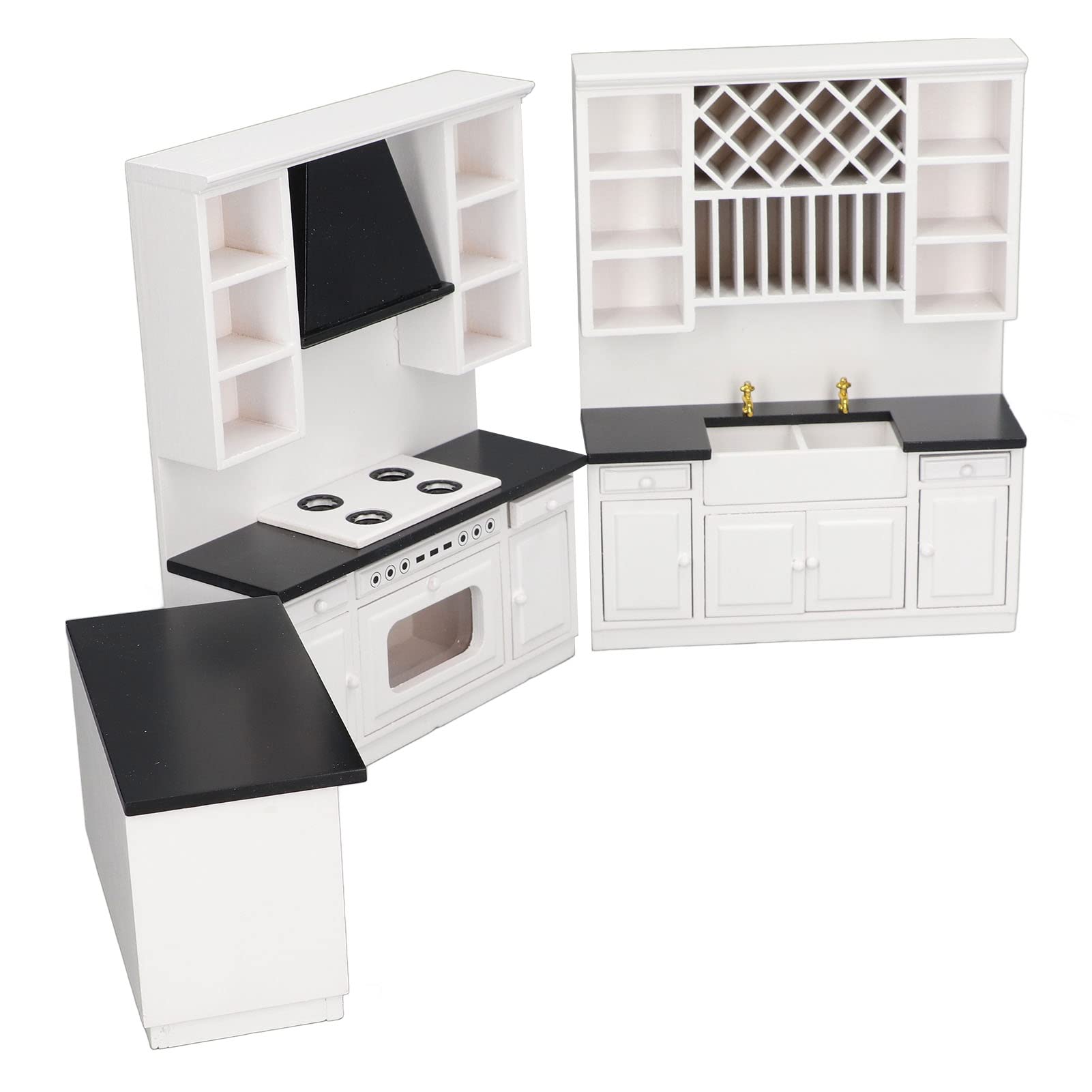 Set di mobili da cucina per casa delle bambole in legno di betulla