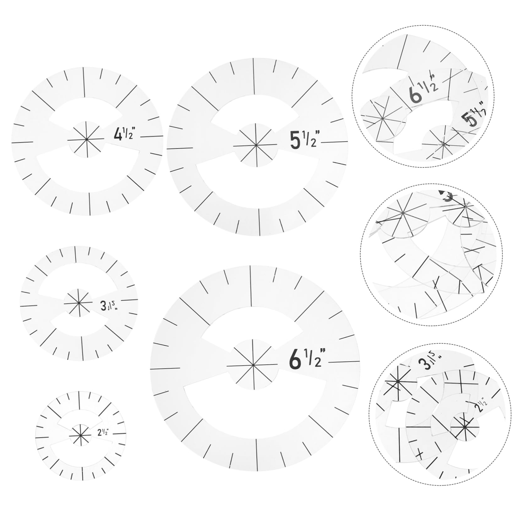 DOITOOL 3 Sätze Patchwork -herrschervorlage Quiltlineal-vorlage Patchwork-lineal Zum Selbermachen Lineale Zum Schneiden Von Kleidung Diy Patchwork-lineal Acryl Transparent 5 Stück * 3