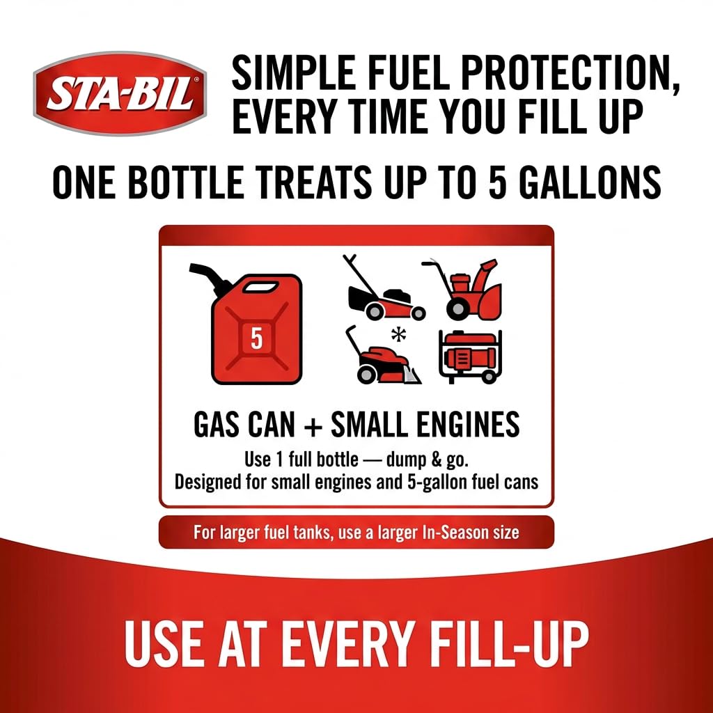 STA-BIL 22295 Small Engine Ethanol Treatment and Fuel Stabilizer, 4. Fluid_Ounces