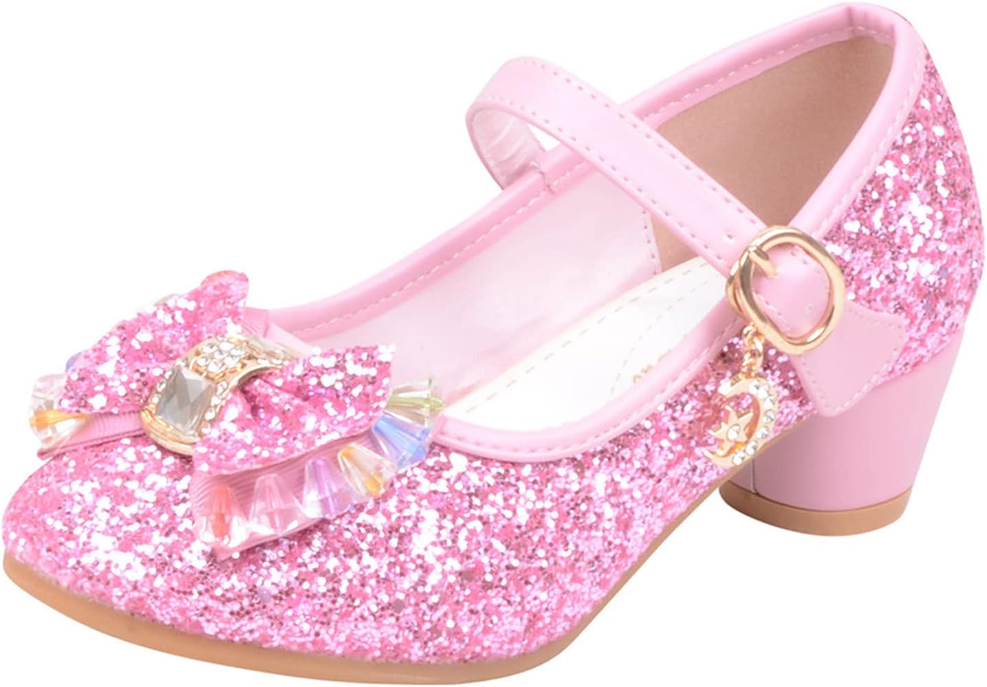 Zerototens beautyGirls Princess Shoes,Bridesmaid Princess Heels Shoes Sparkly High Heels Single Shoes Single Sandals for Wedding