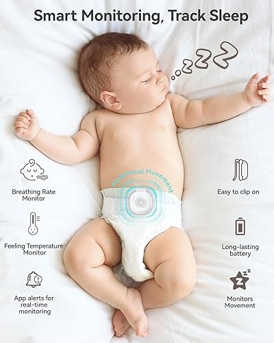 Miniatura 2 de Babytone Monitor inteligente para bebé, monitor de respiración para bebés con alarma y sobrecalentamiento, rastreador de temperatura en tiempo real,
