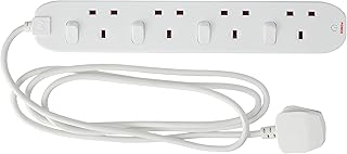 Masterplug SWC4210N-MP Four Socket Extension with Individual Switches, 2 Metres, White, 5.4 cm*2.6 cm*32.4 cm